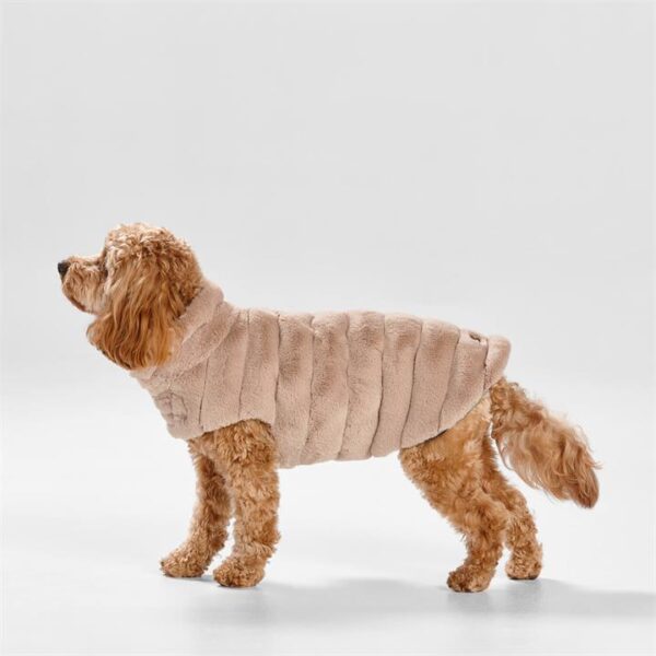 Snooza Cut Faux Fur Dog Coat in Almond