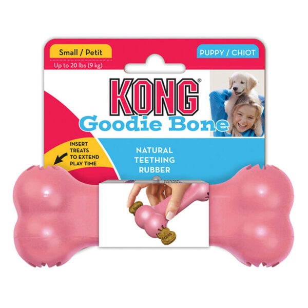 Kong Goodie Bone Natural Teething Rubber Puppy Toy For Dogs  1 X Small