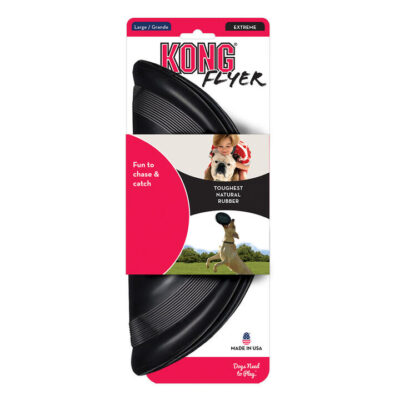 Kong Flyer Rubber Fetch Toy For Dogs - Extreme Black 1 Pack