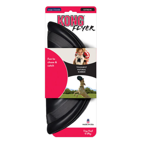 Kong Flyer Rubber Fetch Toy For Dogs - Extreme Black 1 Pack