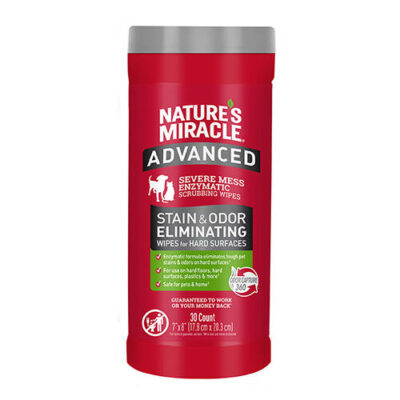 Nature's Miracle Advanced Stain & Odor Eliminating Wipes For Dogs & Cats  30 Pack