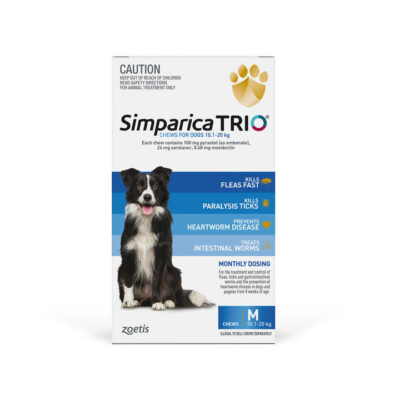 Simparica Trio For Medium Dogs 10.1-20kg (Blue) 6 Chews + 1 Free