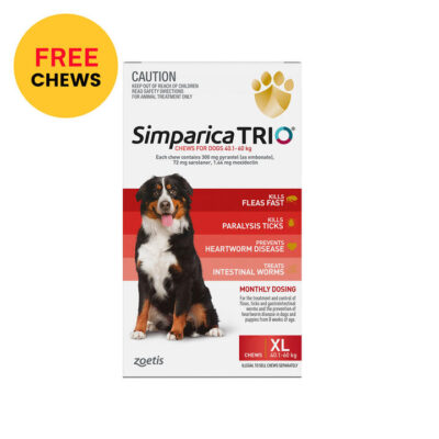 Simparica Trio For Xlarge Dogs 40.1-60kg (Red) 6 Chews + 1 Free