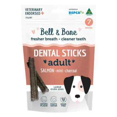 Bell And Bone Dental Sticks Salmon Mint And Charcoal For Large Dogs 1 Pack (7 Sticks)