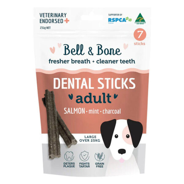 Bell And Bone Dental Sticks Salmon Mint And Charcoal For Large Dogs 1 Pack (7 Sticks)