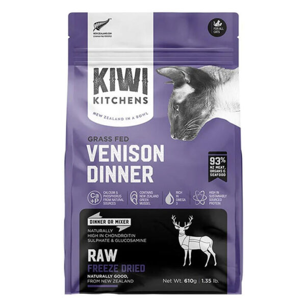 Kiwi Kitchens Raw Freeze Dried Venison Dinner Dry Cat Food  610 Gm