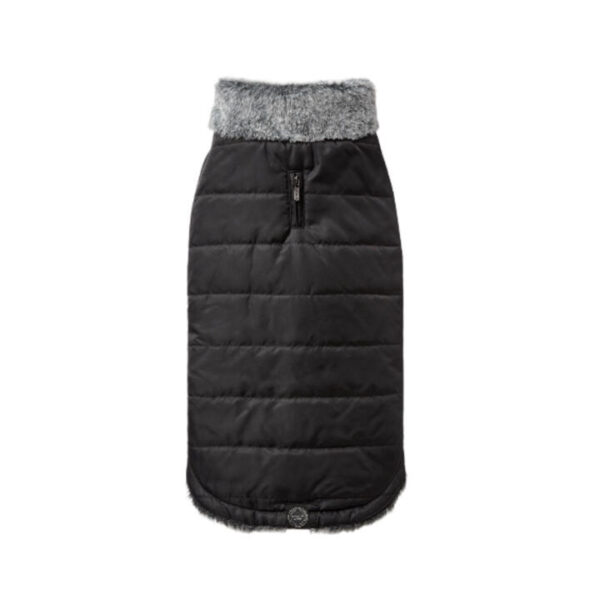 Snooza Wear Puffer Dog Coat With Fur Collar Black 1 X Large