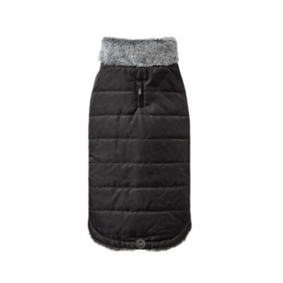 Snooza Wear Puffer Dog Coat With Fur Collar Black 1 X Medium