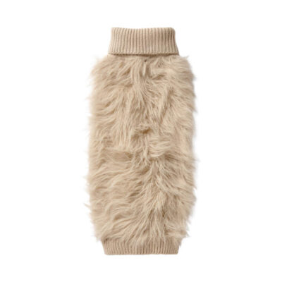 Snooza Dog Apparel Fur Knit Jumper Ecru 1 X Small