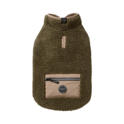 Snooza Dog Apparel Teddy Vest With Pocket Khaki And Fawn 1 X Small
