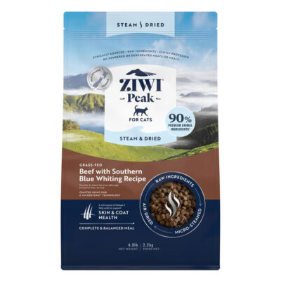 Ziwi Peak Steam And Dried Grass Fed Beef With Southern Blue Whiting Cat Food  2.2 Kg