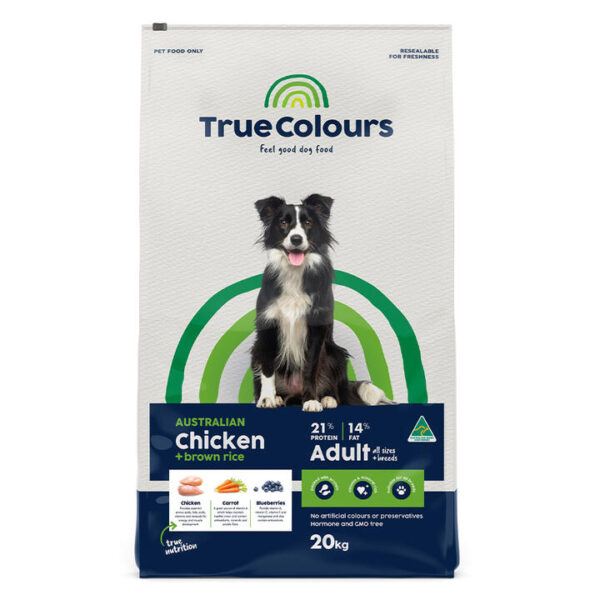True Colours Chicken And Brown Rice Adult Dry Dog Food  20 Kg