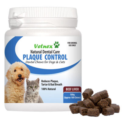 Vetnex Plaque Control Natural Dental Care Chews For Dogs & Cats - Beef Liver 100 Gm