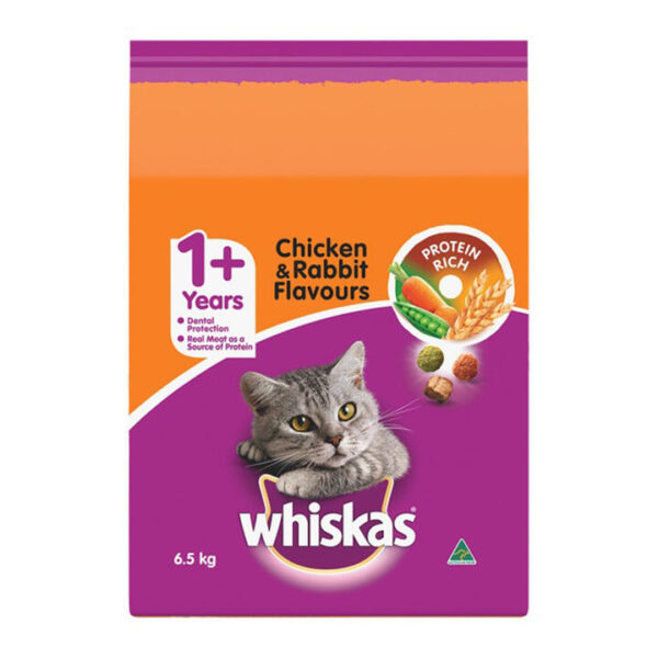 Whiskas Adult 1+ Years Chicken & Rabbit Flavours Dry Cat Food  6.5 Kg