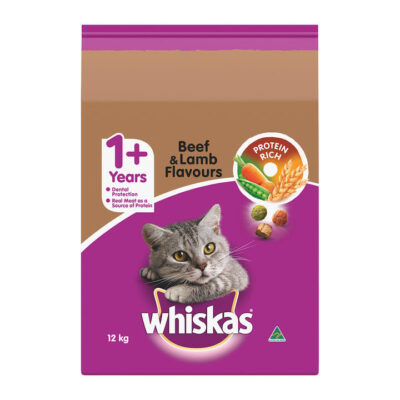 Whiskas Adult 1+ Years Beef & Lamb Flavours Dry Cat Food  12 Kg