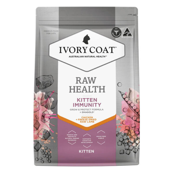 Ivory Coat Raw Health Kitten Immunity Chicken + Freeze Dried Raw Lamb Dry Cat Food  4 Kg