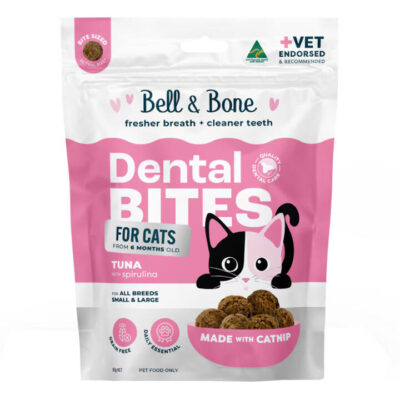 Bell & Bone Dental Bites For All Breeds Tuna With Spirulina Cat Treats  80 Gm