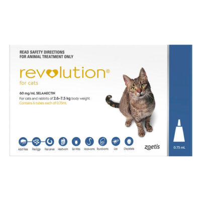 Revolution (Selamectin) - Large Cats (Blue) 6 Pack  + 1 Dose Free