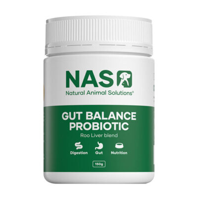 Natural Animal Solutions (Nas) Gut Balance Probiotic Supplement For Dogs And Cats - Roo Liver Blend 150 Gm