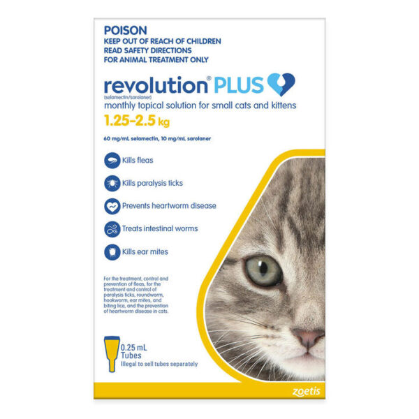 Revolution Plus For Kittens And Small Cats 1.25 - 2.5kg (Yellow) 3 Pack + 1 Free